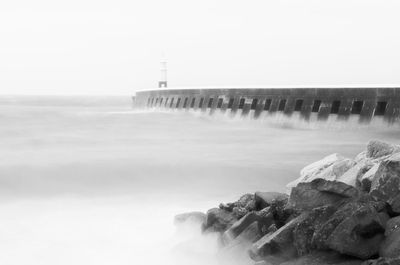 Scenic view of sea against clear sky