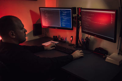 Man working on table