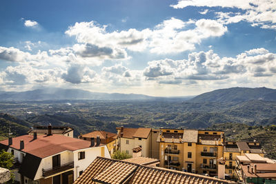 High angle view of townscape against sky