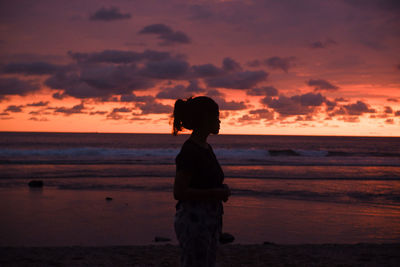 Sunset beach and a girl