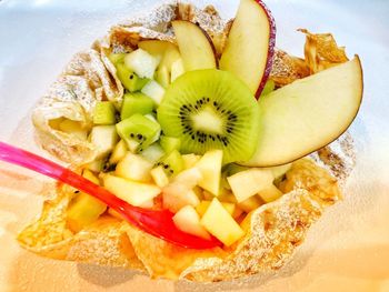 Close-up of fruits in plate