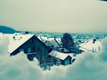 High angle view of houses during winter