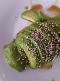 High angle view of fruit salad in plate