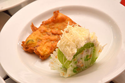 High angle view of meal served in plate