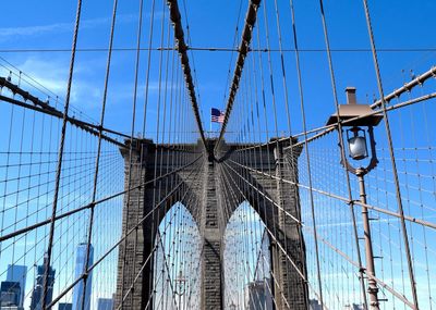 Low angle view of suspension bridge