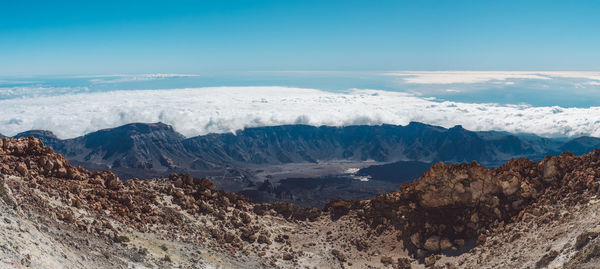 Scenic view of dramatic landscape against sky