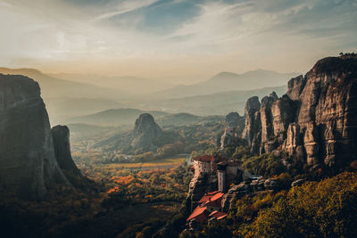 Scenic view of landscape in sunset