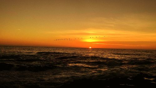 Scenic view of sea at sunset