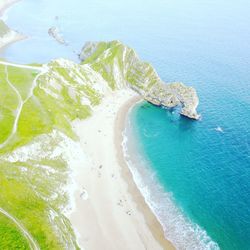 High angle view of beach against sky