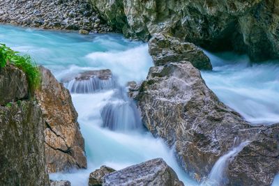 Scenic view of waterfall