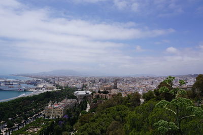 High angle view of townscape against sky