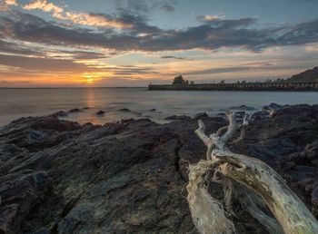 Scenic view of sea against sky during sunset