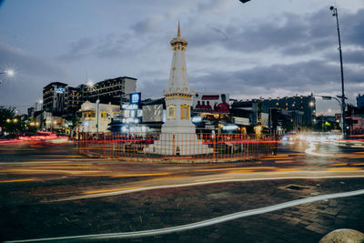 Low angle view of city at night