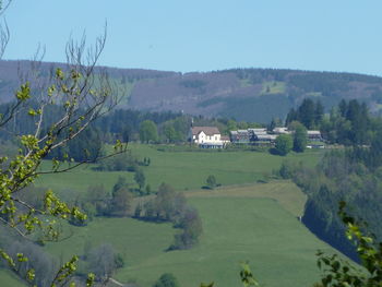 Scenic view of landscape against clear sky