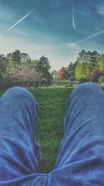 People on grassy field