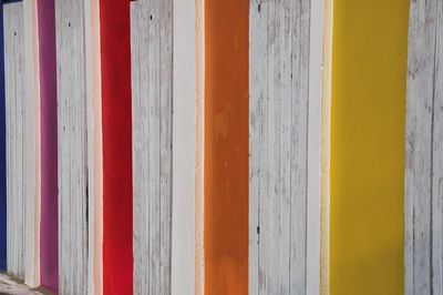 Full frame shot of colorful patterned wooden wall