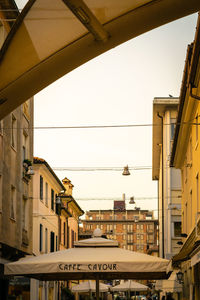 Low angle view of buildings against sky