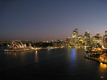 Illuminated cityscape at night