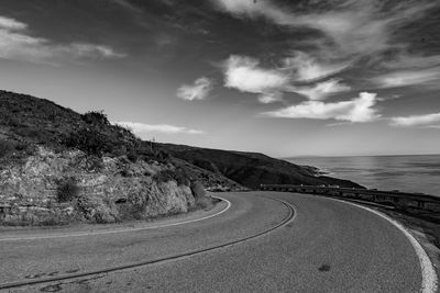 Road by mountain against sky