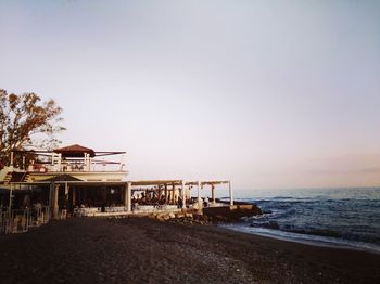 Scenic view of sea against clear sky