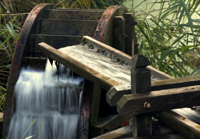 Wooden structure by water