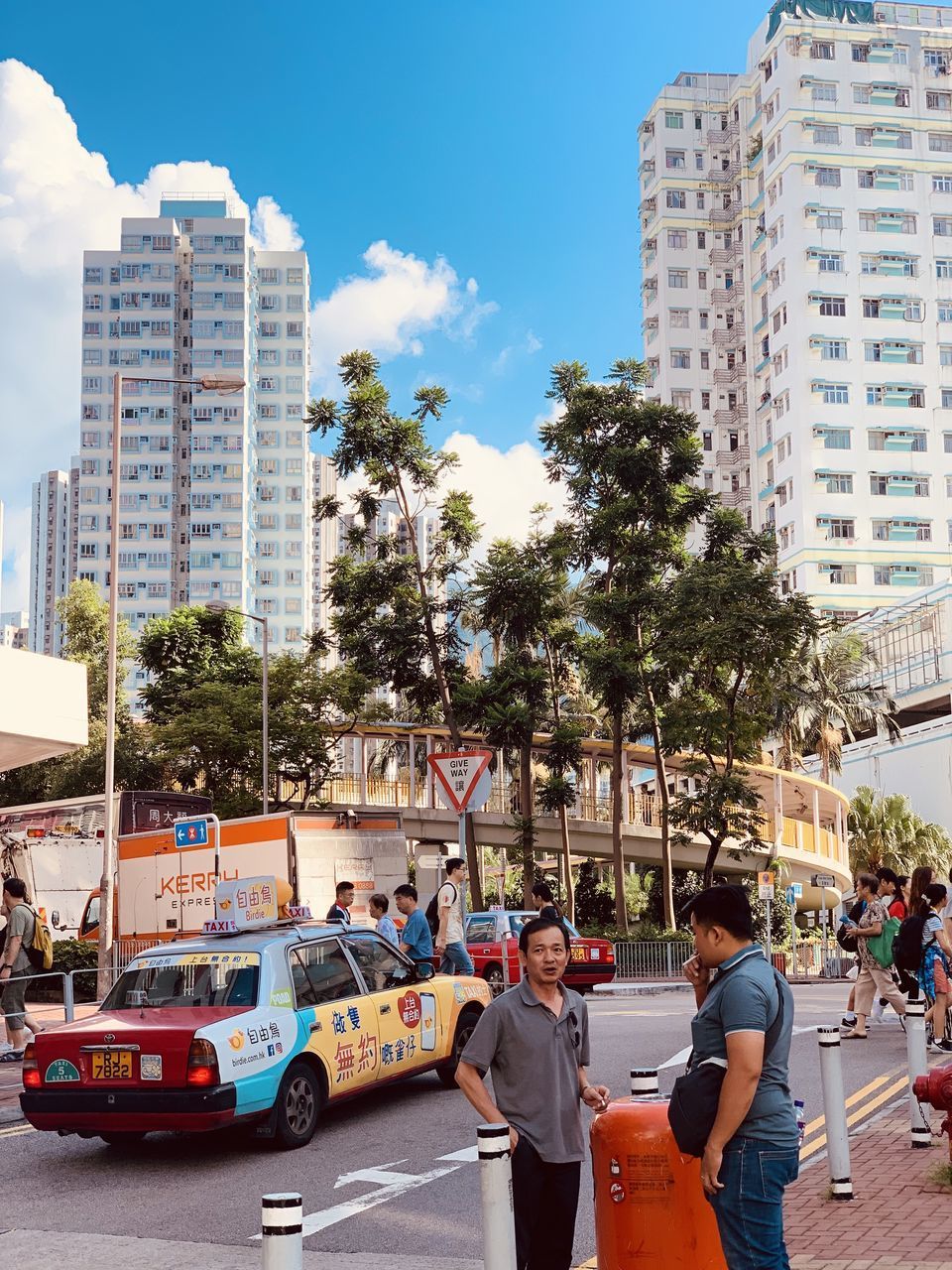 VIEW OF CITY STREET AND BUILDINGS