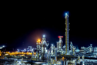 Long exposure of petrochemical plant view at night