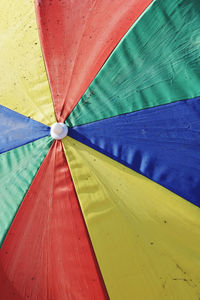 High angle view of multi colored umbrella on floor