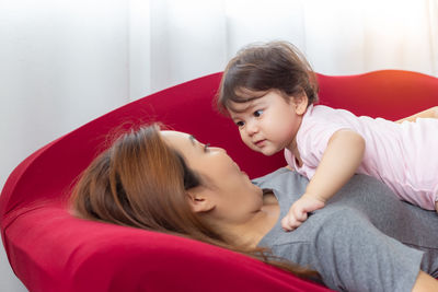 Portrait of mother and daughter