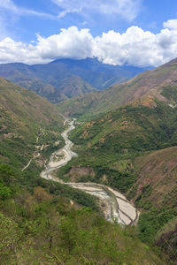 High angle view of road amidst landscape against sky