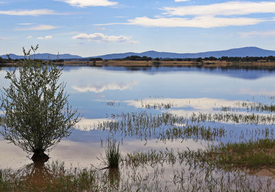 Scenic view of lake against sky