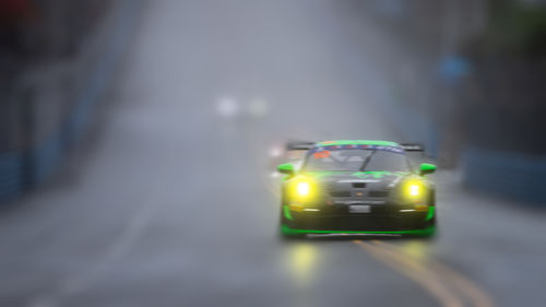 Close-up of toy car on road