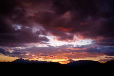 Scenic view of dramatic sky during sunset