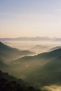 Scenic view of landscape against sky during sunset