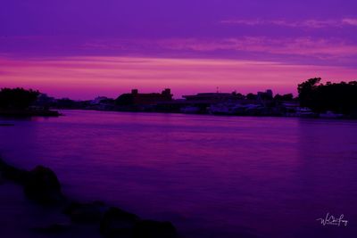 Scenic view of sea against sky at sunset