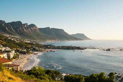 Scenic view of sea against clear sky