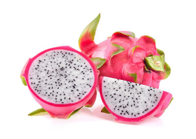 High angle view of fruits against white background