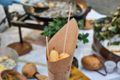 Close-up of dessert on table