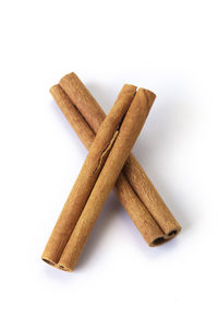 Close-up of cookies against white background