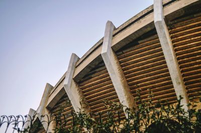 Low angle view of old building against clear sky