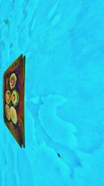 Close-up of text on swimming pool