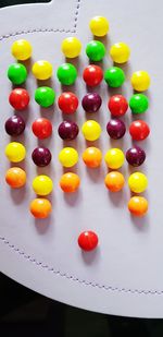 High angle view of multi colored candies