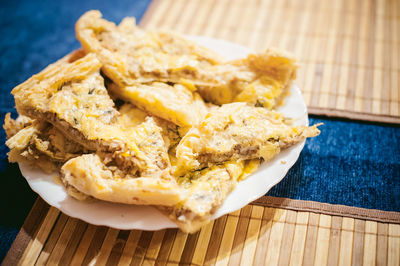 Close-up of bread in plate