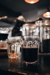 Close-up of coffee served on table