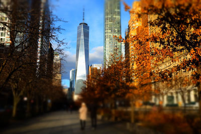 Buildings against sky during autumn