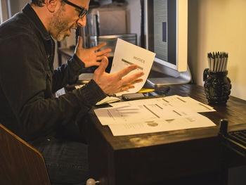 Man working on table