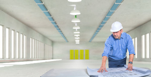 Man working in corridor