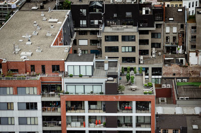 High angle view of buildings in city