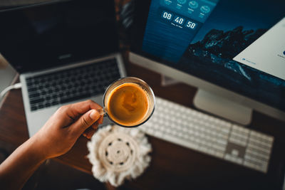 Cropped hand of person holding coffee