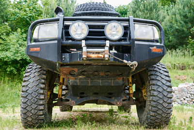 Front view of old car suv outdoor